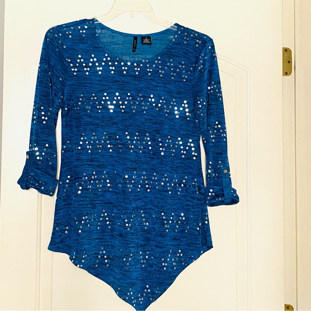 New Directions Shimmering Sequin Top